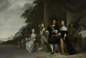 バタビアンVOCの主な商人、ピーターノールとその家族、1665年 作： Jacob Coeman